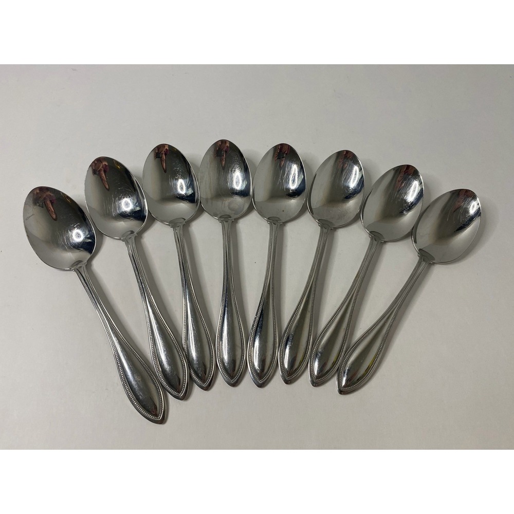 Lot of 8 Oneida Arbor-American Harmony Stainless Oval Soup Spoons 7 3/8"